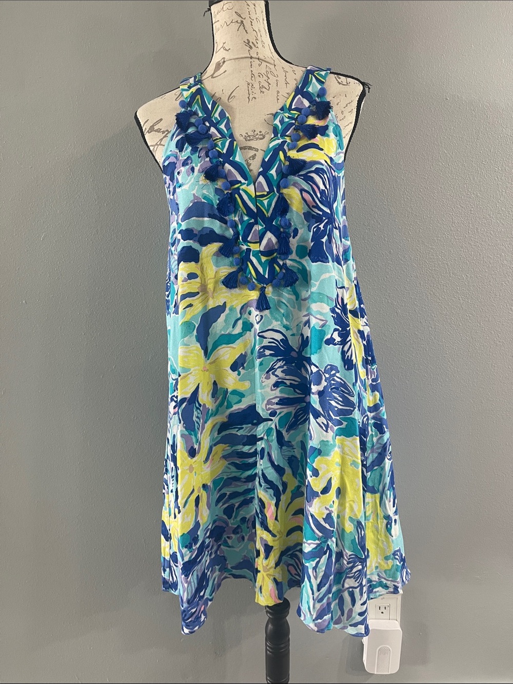 Lilly Pulitzer Sleeveless Floral Blue & Yellow Summer Dress